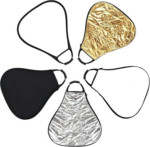 5 in 1 Triangle Reflector Photography with Handle (32in/80cm) | Portable Foldable Light Diffuser for Photographers, Live Streamers, Portrait & Product Shooting in Kuwait
