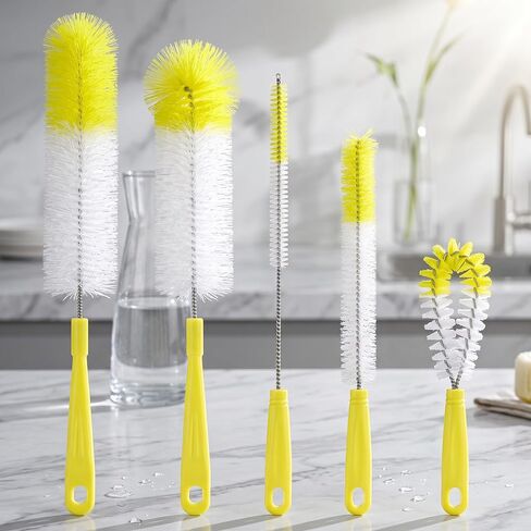 Bottle Brush Set - Water Bottle Cleaner & Straw Cleaner Brush | 9 Pack BPA-Free Kit with Anti-Rust Stainless Core, 3 in 1 Cup Lid Gap Brush for Tall Decanter, Flask (Bottle Brushes Set(9 Piece)) in Kuwait