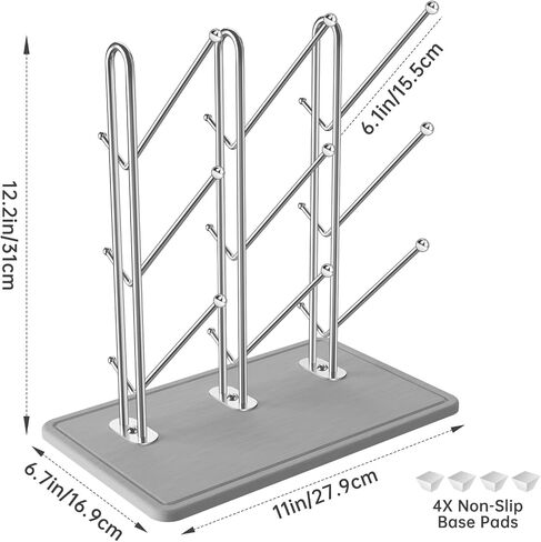 NiHome Baby Bottle Drying Rack with Diatomite Base & Stainless Steel Frame | Space Saving Countertop Organizer Holds 9 Bottles, for Water Bottles, Lids, Reusable Bags & More, Easy Assembly in Kuwait