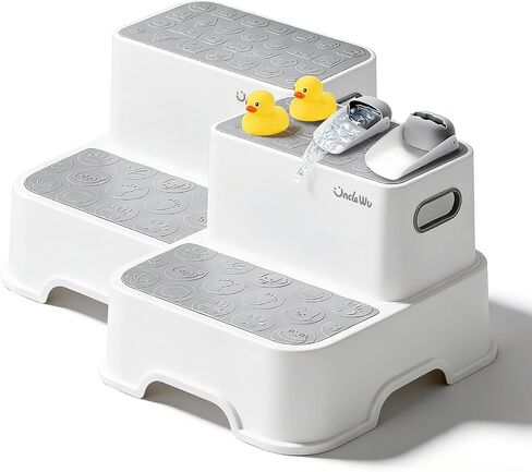 UNCLE WU 2 Pack Toddler Step Stool, Non-Slip Kids Bathroom Stool | For Bathroom Sinks, Toilets and Potty training,Kitchen, Supports Up to 200 lbs for Adults in Kuwait