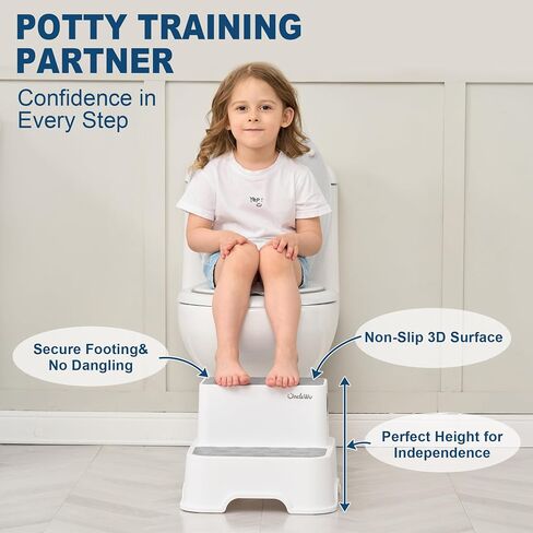 UNCLE WU 2 Pack Toddler Step Stool, Non-Slip Kids Bathroom Stool | For Bathroom Sinks, Toilets and Potty training,Kitchen, Supports Up to 200 lbs for Adults in Kuwait