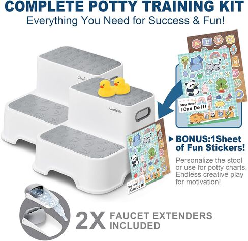 UNCLE WU 2 Pack Toddler Step Stool, Non-Slip Kids Bathroom Stool | For Bathroom Sinks, Toilets and Potty training,Kitchen, Supports Up to 200 lbs for Adults in Kuwait