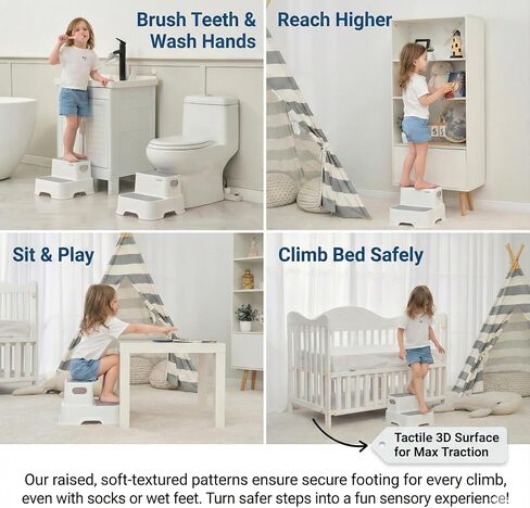 UNCLE WU 2 Pack Toddler Step Stool, Non-Slip Kids Bathroom Stool | For Bathroom Sinks, Toilets and Potty training,Kitchen, Supports Up to 200 lbs for Adults in Kuwait