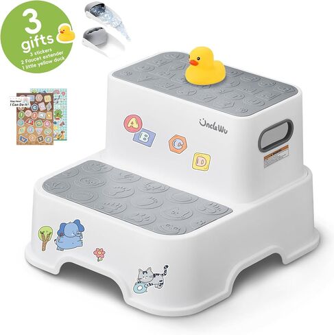 UNCLE WU 2 Pack Toddler Step Stool, Non-Slip Kids Bathroom Stool | For Bathroom Sinks, Toilets and Potty training,Kitchen, Supports Up to 200 lbs for Adults in Kuwait