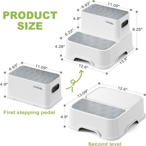 UNCLE WU 2 Pack Toddler Step Stool, Non-Slip Kids Bathroom Stool | For Bathroom Sinks, Toilets and Potty training,Kitchen, Supports Up to 200 lbs for Adults in Kuwait
