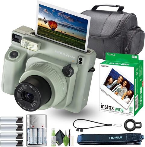 FUJIFILM INSTAX Wide 400 Instant Camera 40-Sheet Power Bundle | For Parties, Events & Instant Photos | Includes Battery Charger, Camera Bag, Cleaning Kit in Kuwait