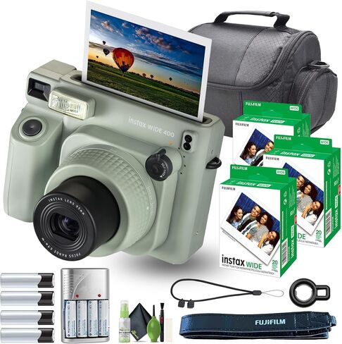 FUJIFILM INSTAX Wide 400 Instant Camera 40-Sheet Power Bundle | For Parties, Events & Instant Photos | Includes Battery Charger, Camera Bag, Cleaning Kit in Kuwait