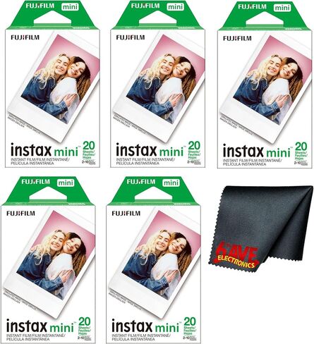 FUJIFILM INSTAX Mini Film for Instant Camera 20-Exposure Bundle | For Parties, Events & Instant Photos | Includes Cleaning Cloth in Kuwait
