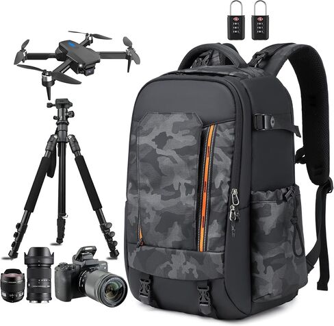 Camera backpack photographer, waterproof large DSLR camera backpacks for photographers large with 16-Inch Laptop Compartment, black backpack Fits drone in Kuwait