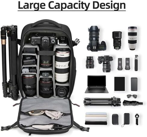Waterproof DSLR Camera Backpack - Large with TSA Lock, Fits Drone & 17-Inch Laptop in Kuwait