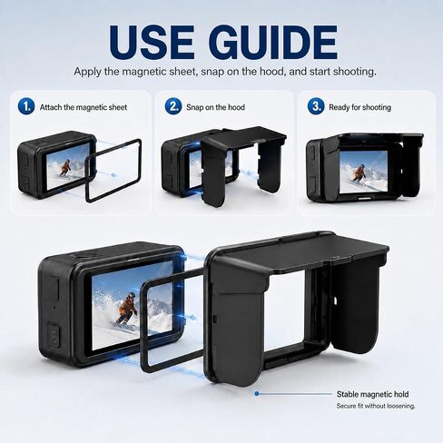 Screen Sun Hood for Insta360 Ace Pro 2 and DJI Action 6 | Foldable lightweight visor reduces screen glare for outdoor selfies, vlogging and action filming without blocking controls. in Saudi Arabia