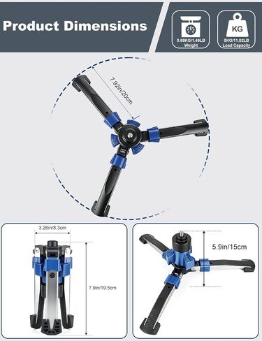 Koolehaoda Monopod Base Stand Pedal Lock 360° Rotate Aluminum 3/8" Screw | Camera DSLR Anti-Slip Stable Foldable Desktop Lightweight Portable Ball Head Compact Quick Fold Heavy Duty Mini Tripod Sports in Kuwait