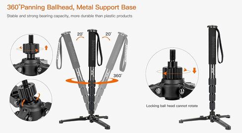 Koolehaoda Monopod Base Stand with Quick Folding Legs for DSLR Video | Tripod Feet Support for Monopod and Ball Head Desktop Stand Portable Unipod Base for Camera Camcorder in Kuwait