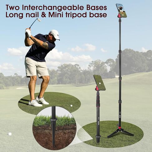 Manbily 5 in 1 Golf Monopod with Tripod Base, Magnetic Phone Stand for Cameras, Smartphone Selfie Stick with Ground Spike Stake & Extension Bar 1/4’’ Max Height 63’’ (GF-M25) in Kuwait