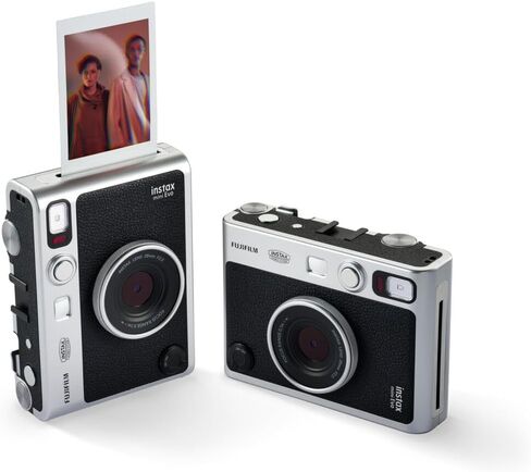 FUJIFILM INSTAX Mini EVO Hybrid Instant Camera + Fuji Instax Film 20 Sheet + Custom Case & Album 32GB Accessory Bundle (Brown) in Kuwait