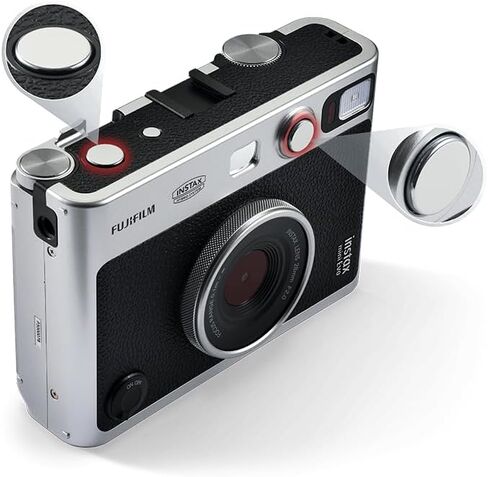 FUJIFILM INSTAX Mini EVO Hybrid Instant Camera + Fuji Instax Film 20 Sheet + Custom Case & Album 32GB Accessory Bundle (Brown) in Kuwait