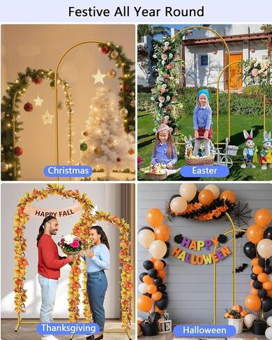 HEMMOTOP Stretchy Arch Backdrop Cover Set, White, 7.2/6.6/6ft 3-Pack | Spandex, Wrinkle-Free, 2 Sided, Fits Balloons, Flowers, For Wedding, Birthday, Baby shower, Graduation, Halloween Party in Kuwait