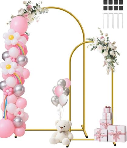 HEMMOTOP Stretchy Arch Backdrop Cover Set, White, 7.2/6.6/6ft 3-Pack | Spandex, Wrinkle-Free, 2 Sided, Fits Balloons, Flowers, For Wedding, Birthday, Baby shower, Graduation, Halloween Party in Kuwait