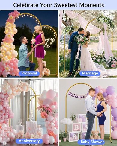 HEMMOTOP Stretchy Arch Backdrop Cover Set, White, 7.2/6.6/6ft 3-Pack | Spandex, Wrinkle-Free, 2 Sided, Fits Balloons, Flowers, For Wedding, Birthday, Baby shower, Graduation, Halloween Party in Kuwait