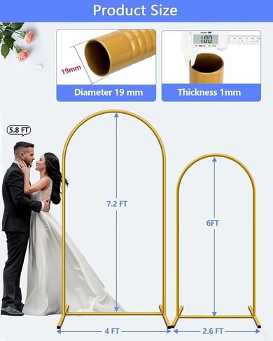 HEMMOTOP Stretchy Arch Backdrop Cover Set, White, 7.2/6.6/6ft 3-Pack | Spandex, Wrinkle-Free, 2 Sided, Fits Balloons, Flowers, For Wedding, Birthday, Baby shower, Graduation, Halloween Party in Kuwait