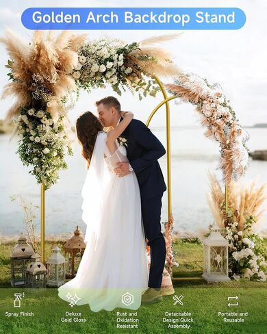 HEMMOTOP Stretchy Arch Backdrop Cover Set, White, 7.2/6.6/6ft 3-Pack | Spandex, Wrinkle-Free, 2 Sided, Fits Balloons, Flowers, For Wedding, Birthday, Baby shower, Graduation, Halloween Party in Kuwait
