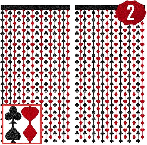 xo, Fetti 2pk Red Black Casino Curtain | Vegas Poker Bachelorette Party | Party Decorations, Set of 2, Card Game, Bachelorette Supplies, Birthday Photo Booth, Party Backdrop in Kuwait