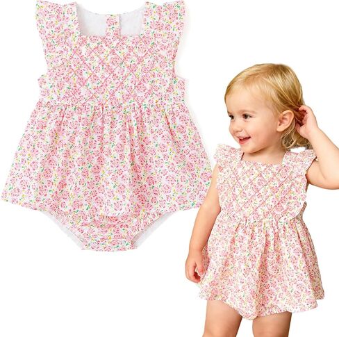 Simplee kids Baby Girl Romper Onesie,Short Sleeve | Soft and Breathable Fabric,Summer Daily Casual Wear,for Infants and Newborns in Kuwait