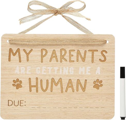 Pearhead Wooden Pet Pregnancy Announcement Sign, Dog Photo Prop Board, Customizable Baby Arrival Reveal Keepsake Sign, Gift for Expecting Parents in Kuwait