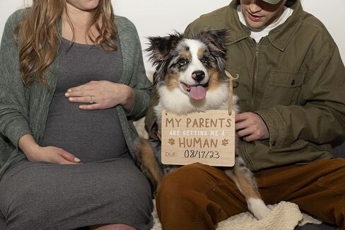 Pearhead Wooden Pet Pregnancy Announcement Sign, Dog Photo Prop Board, Customizable Baby Arrival Reveal Keepsake Sign, Gift for Expecting Parents in Kuwait
