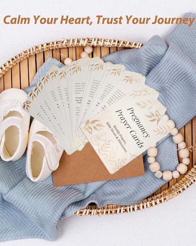 Pregnancy Prayer Cards - Pregnancy Gifts for Expecting Mom, First Trimester Essentials with Bible Verses, Weekly Development Milestones (Modern) in Kuwait