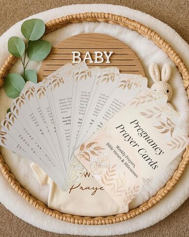 Pregnancy Prayer Cards - Pregnancy Gifts for Expecting Mom, First Trimester Essentials with Bible Verses, Weekly Development Milestones (Modern) in Kuwait