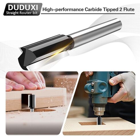 Straight Router Bit Set 1/4 Shank, 6Pcs Double Flute Dado Straight Cut Router Bits, Cut Dia 3/4", 5/8", 1/2", 3/8", 5/16", 1/4" Wear-resistant and Longlife, Router Bits for Woodworking Groove-13/16"CL in Saudi Arabia