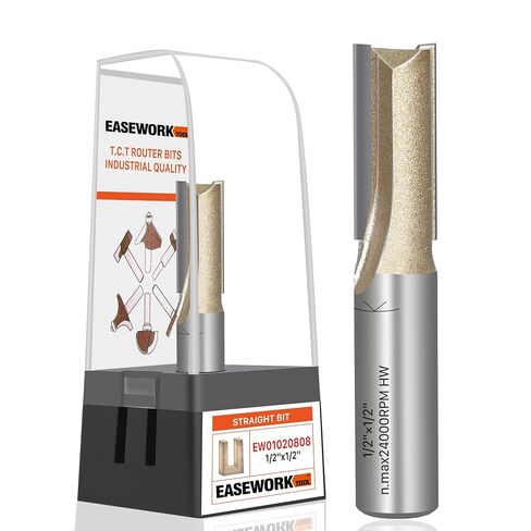 EASEWORK TOOL 1/2" Shank Straight Router Bit, Professional-Grade Carbide Tipped, 1/2" Diameter × 1-3/16" Depth for Woodworking Grooving, Dadoing & Edge Routing in Saudi Arabia