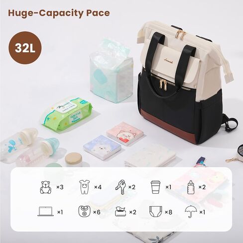 LOVEVOOK Baby Diaper Bag Backpack, Large Bag for Boys & Girls (Green-beige, M-3pcs) in Kuwait