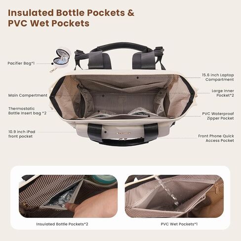 LOVEVOOK Baby Diaper Bag Backpack, Large Bag for Boys & Girls (Green-beige, M-3pcs) in Kuwait