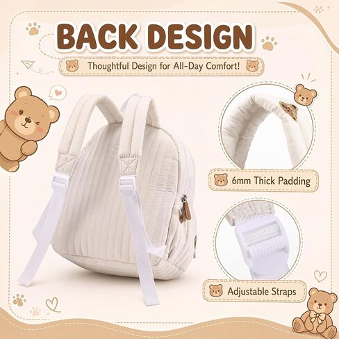 Tallew Bear Diaper Bag Backpack Large Capacity Baby Diaper Bag for Mom Cute Bear Embroidered Backpack Quilted Cute Travel Nappy Organizer for Mom Nursery Travel in Kuwait