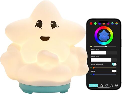 wapentake Star Night Light for Kids,Baby Night Lights with 16 Soothing Sounds & Recording Feature,Bluetooth Speaker Night Light for Bedroom,App Remote Control,Personal Sleep Routine Alarm Clock in Kuwait