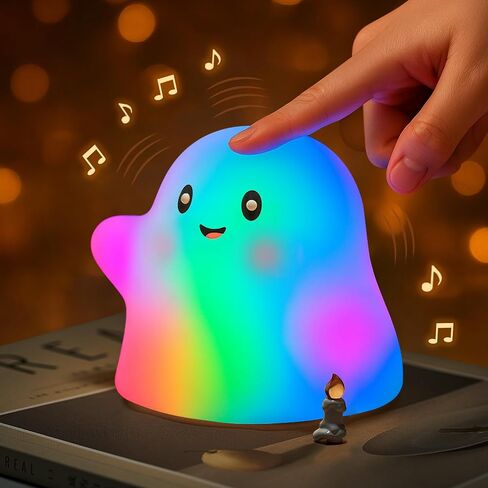 RGB Ghost Night Light – Color-Changing Tap Control Fun Toy for Kids, Soft Squishy Silicone Lamp with Sounds, Dimmable Rechargeable Bedside & Table Lamp, Funny Gift for Boys & Girls in Kuwait