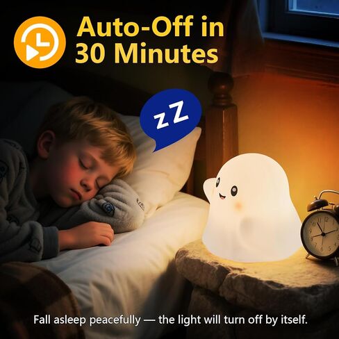 RGB Ghost Night Light – Color-Changing Tap Control Fun Toy for Kids, Soft Squishy Silicone Lamp with Sounds, Dimmable Rechargeable Bedside & Table Lamp, Funny Gift for Boys & Girls in Kuwait
