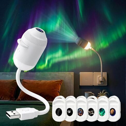 5D Holographic Kids Galaxy Projector Night Light, 2-in-1 USB Starry Sky Projection Lamp, 360° Adjustable Soft Ambient Light with Multi Films for Children Bedroom Nursery Indoor Decor in Kuwait