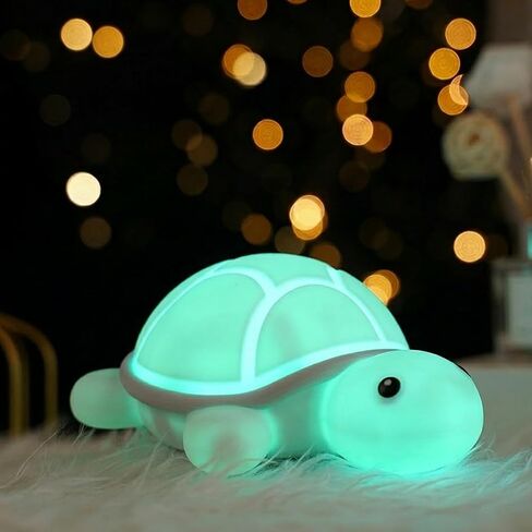 Turtle Night Light for Kids: Soft BPA-Free Silicone Nursery Lamp, Rechargeable Baby Nightlight with 7-Color Tap Control, Portable Bedside Companion for Toddlers & Newborns, Cute Animal Decor Gift in Kuwait