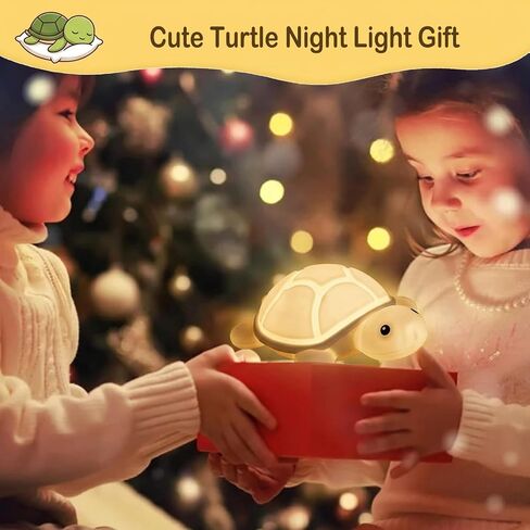 Turtle Night Light for Kids: Soft BPA-Free Silicone Nursery Lamp, Rechargeable Baby Nightlight with 7-Color Tap Control, Portable Bedside Companion for Toddlers & Newborns, Cute Animal Decor Gift in Kuwait