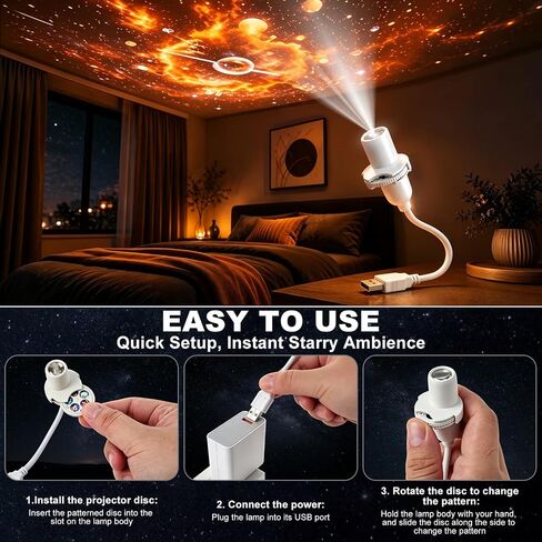 Plug and Play Hd Star Projector,Ocean Projector,Hd Star Projector,360° Adjustable Hd Galaxy and Ocean Projector for Bedroom Ceiling,Home Decor Sleep Mood Lighting in Kuwait