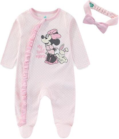 Disney Minnie Baby Girls Footies Coverall Romper with Headband for Infants in Kuwait