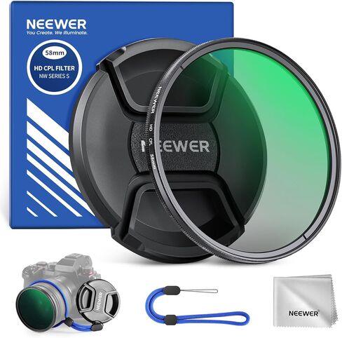 NEEWER 67mm CPL Filter with Lens Cap, Ultra Thin Circular Polarizing Filter, Nano Coating, HD Optical Glass for Camera Lens, Reduces Reflection and Glare Increases Contrast in Kuwait