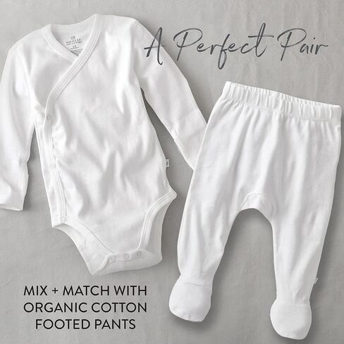 HonestBaby Baby 3-pack Long Sleeve Side-snap Kimono Bodysuits Organic Cotton for Infant Baby Boys, Girls, Unisex in Kuwait