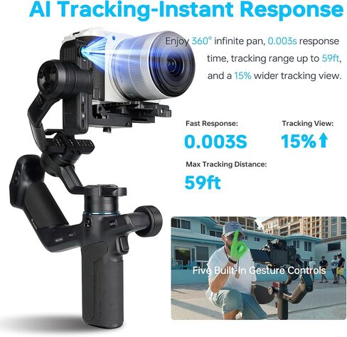 FeiyuTech SCORP Mini 3 Pro All-in-One 3-Axis Gimbal Stabilizer for Camera, Smartphone & Action Cam | Built-in AI Tracking Sensor, Detachable Remote Handle, Vertical Shooting Compatible in Kuwait
