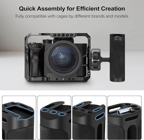 Up and Down Adjustable Left Right Handle Handgrip, Mini Side Handle Handgrip with Cold Shoe Interface and 1/4"-20 Screw Mount for DSLR/Digital Camera Cage in Kuwait