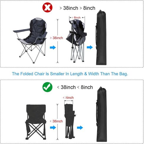 PATIKIL 38x8 Inch Camp Chair Replacement Bag, 2 Pack Nylon Folding Camping Chair Carry Bag Tripod Case Bag with Handle for Outdoor Camping, Black in Kuwait