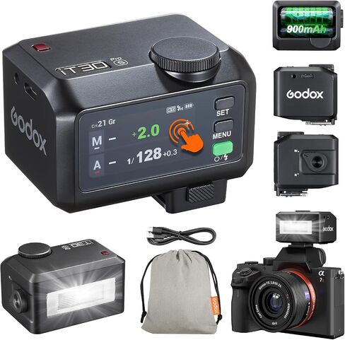 Godox iT30 Pro N Mini TTL Flash Compatible for Nikon Cameras Godox iT30Pro N- Wireless Master & Receiver 2.4G Wireless Touchscreen, GN15, 1/8000s HSS Speedlite, Built-in Diffuser and Lithium Battery in Kuwait